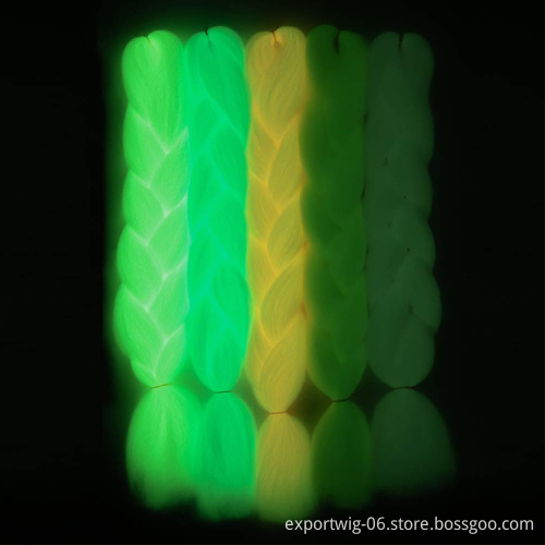glowing in the dark braiding hair Jumbo shining hair in the darkness soft 24inch 100g braiding hair extensions